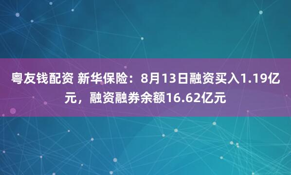 粤友钱配资 新华保险：8月13日融资买入1.19亿元，融资融券余额16.62亿元