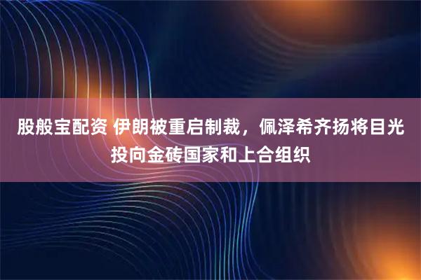 股般宝配资 伊朗被重启制裁，佩泽希齐扬将目光投向金砖国家和上合组织